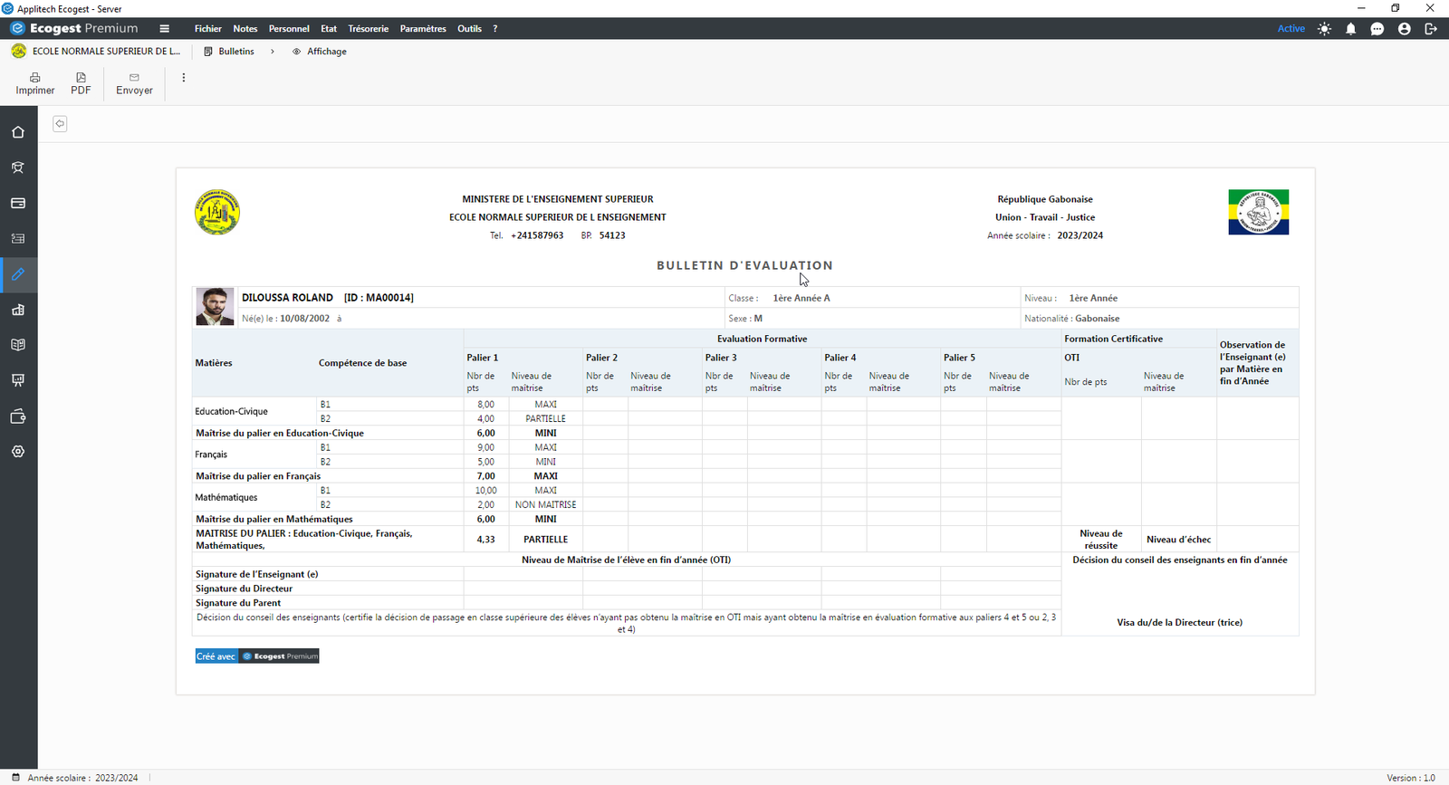 Ecogest screenshots gestion des écoles